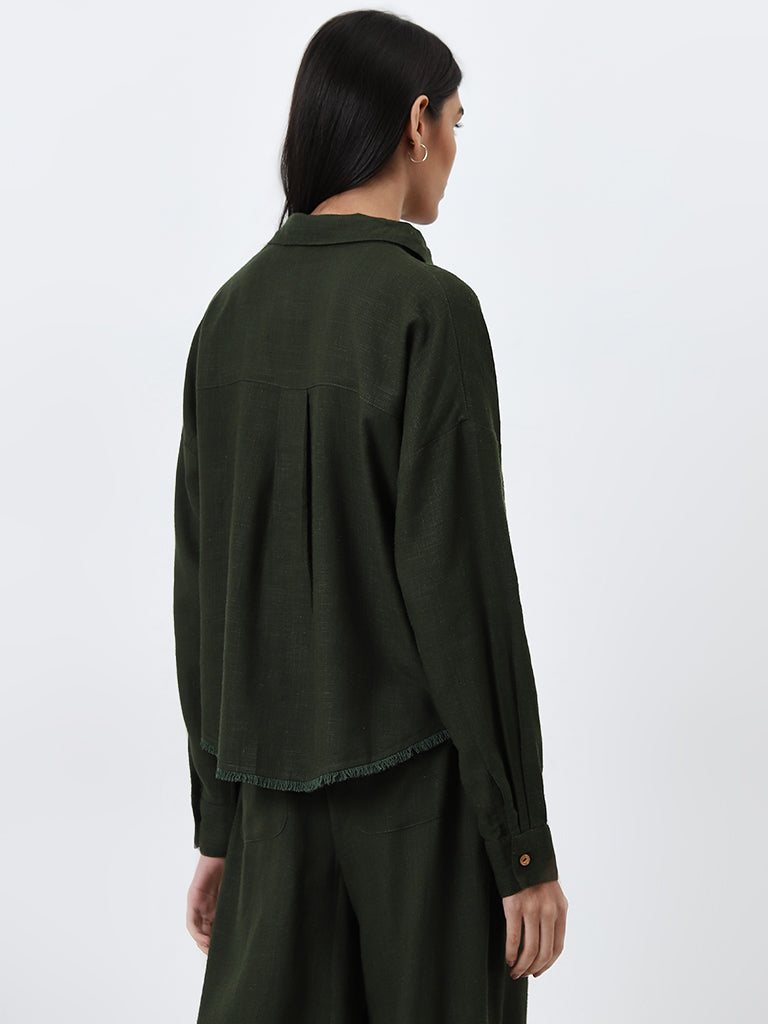 LOV Olive Blended Linen Shirt