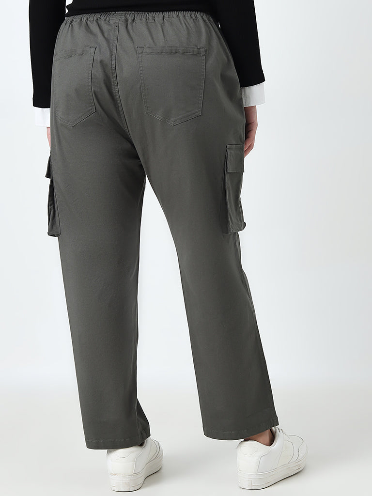 Gia Olive High-Rise Cargo-Style Cotton Blend Pants