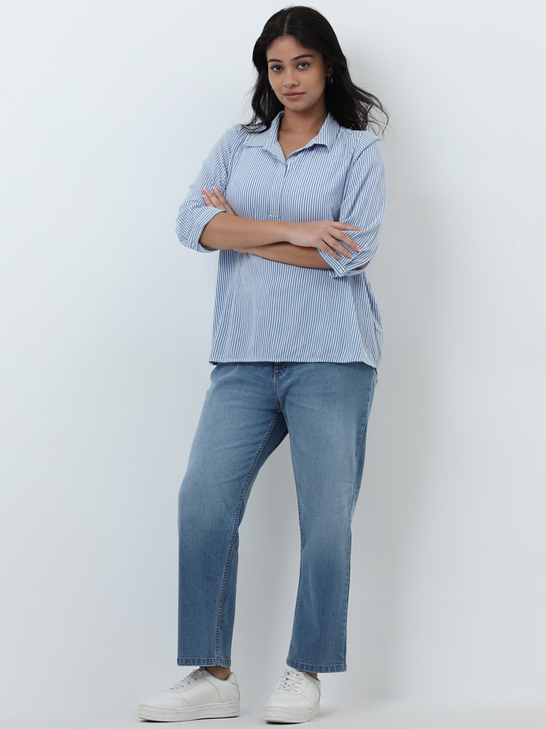 Gia Blue Straight - Fit High - Rise Jeans