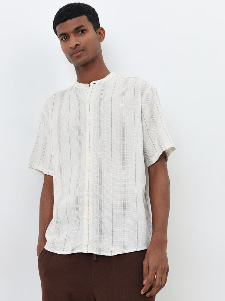 ETA Off-White Striped Relaxed-Fit Cotton Shirt