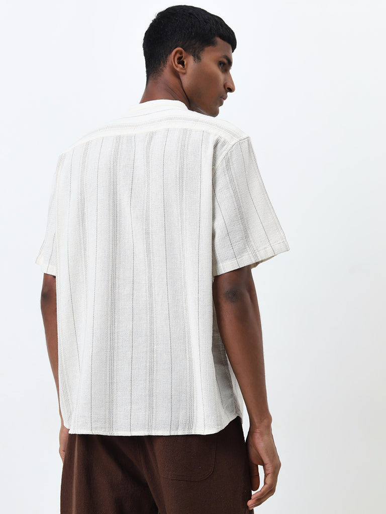 ETA Off-White Striped Relaxed-Fit Cotton Shirt