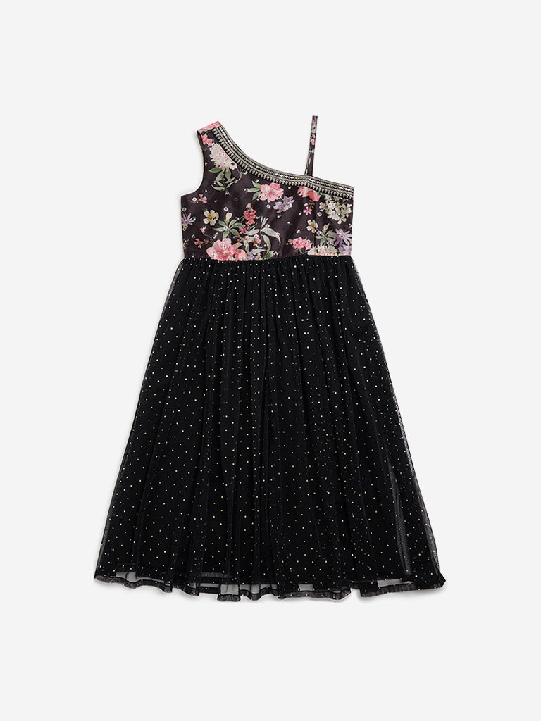 Utsa Kids Black Embellished Fit-and-Flare Dress - (2 - 8yrs)