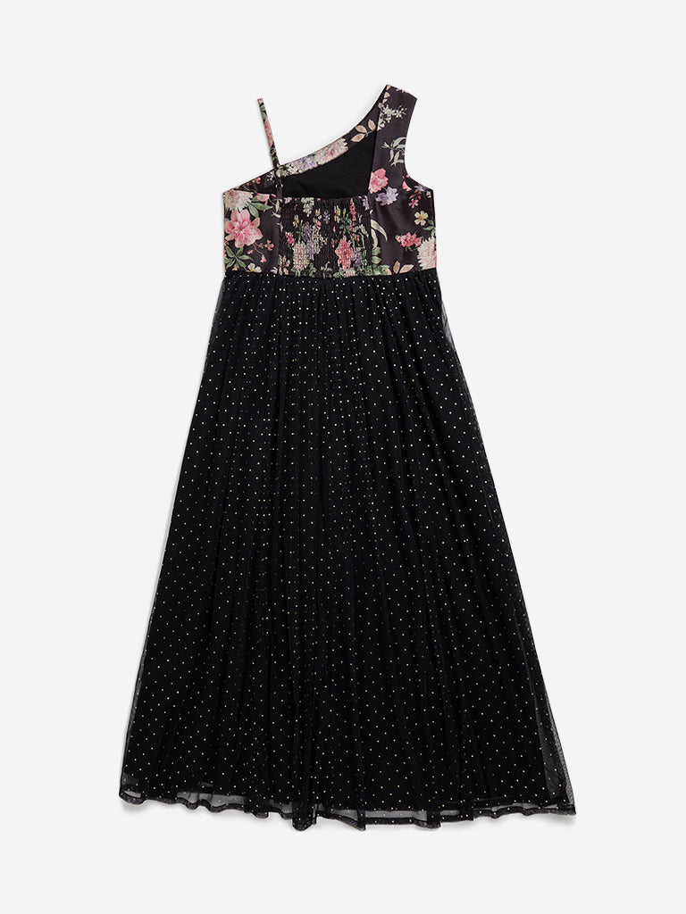 Utsa Kids Black Embellished Fit-and-Flare Dress - (8 - 14yrs)