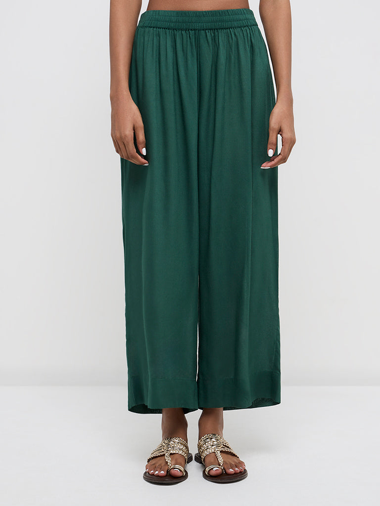 Zuba Green High-Rise Ethnic Pants