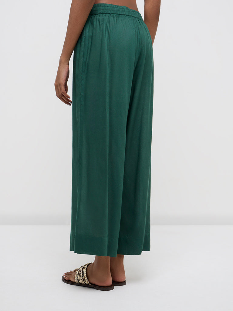 Zuba Green High-Rise Ethnic Pants