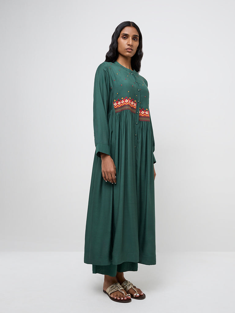 Zuba Green High-Rise Ethnic Pants