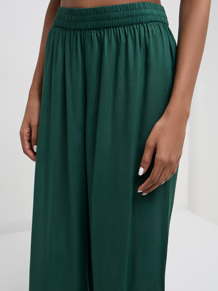 Zuba Green High-Rise Ethnic Pants