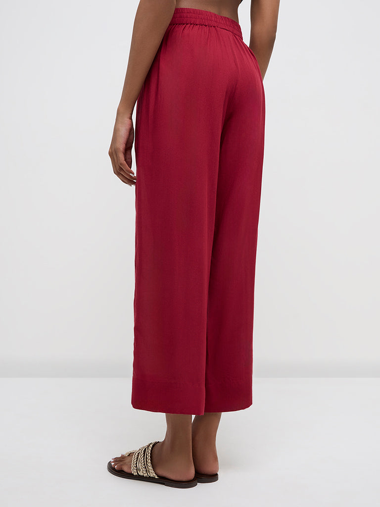 Zuba Red High-Rise Ethnic Pants