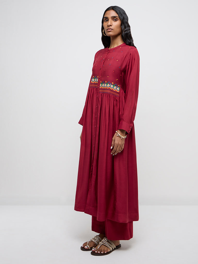 Zuba Red High-Rise Ethnic Pants