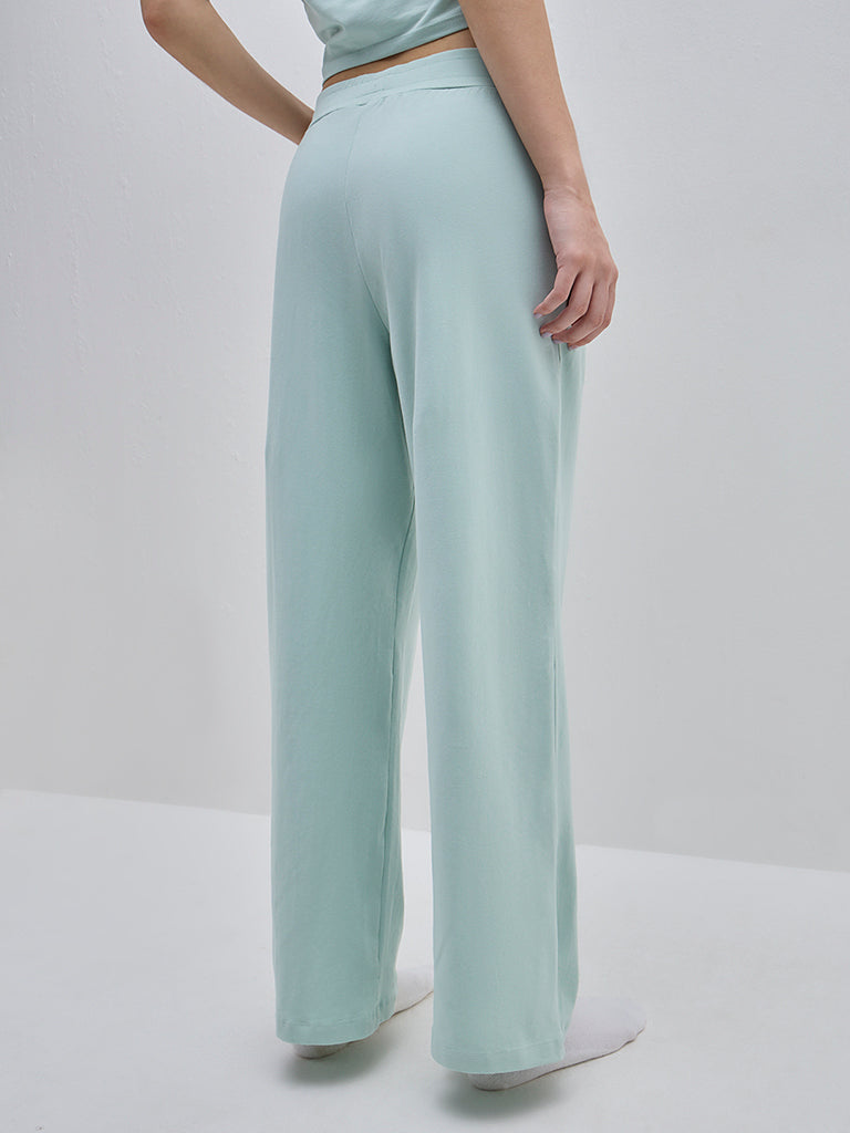 Superstar Blue Wide-Leg Cotton Blend Pants