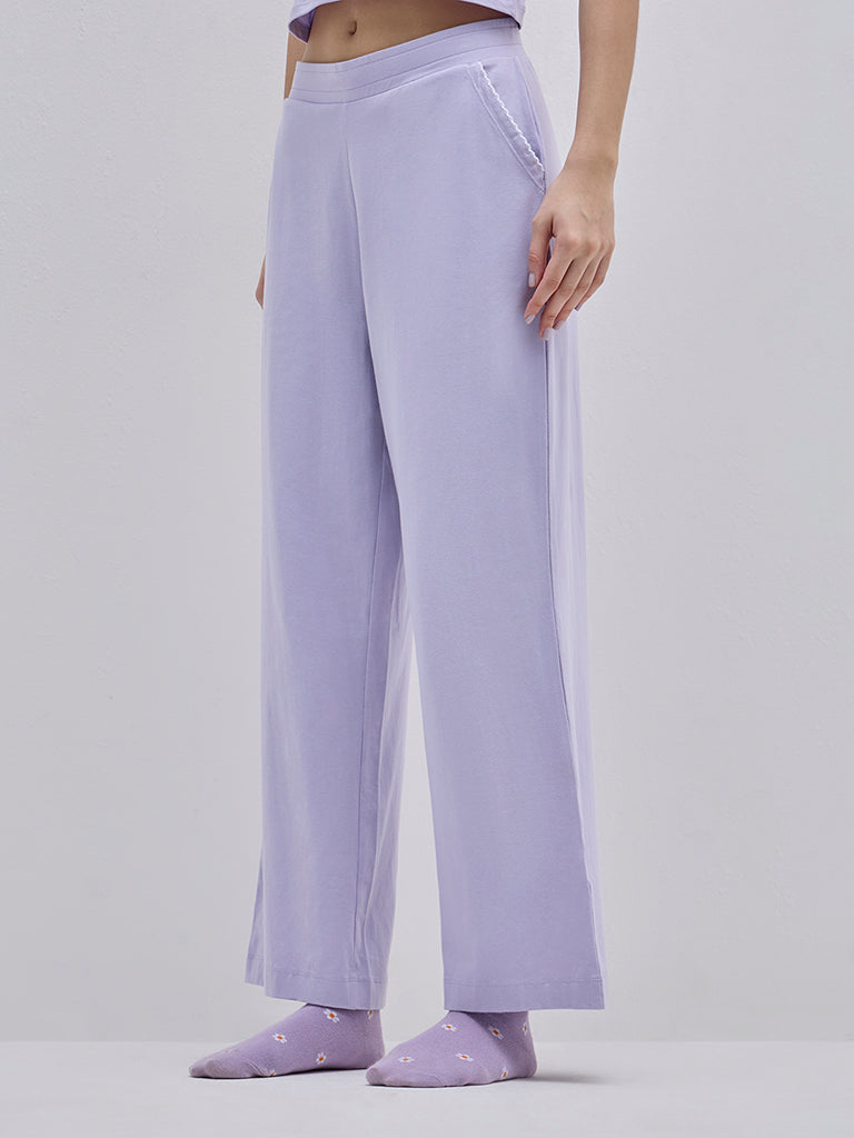 Superstar Lilac Wide-Leg Cotton Blend Pants