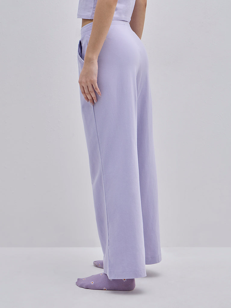 Superstar Lilac Wide-Leg Cotton Blend Pants