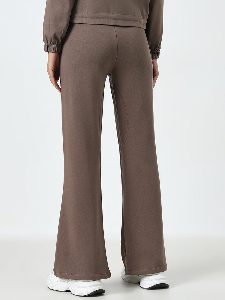 Studiofit Brown High-Rise Cotton Track Pants