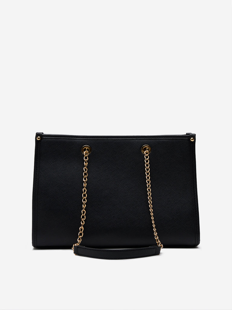 Westside Black Chain-Detailed Hand Bag