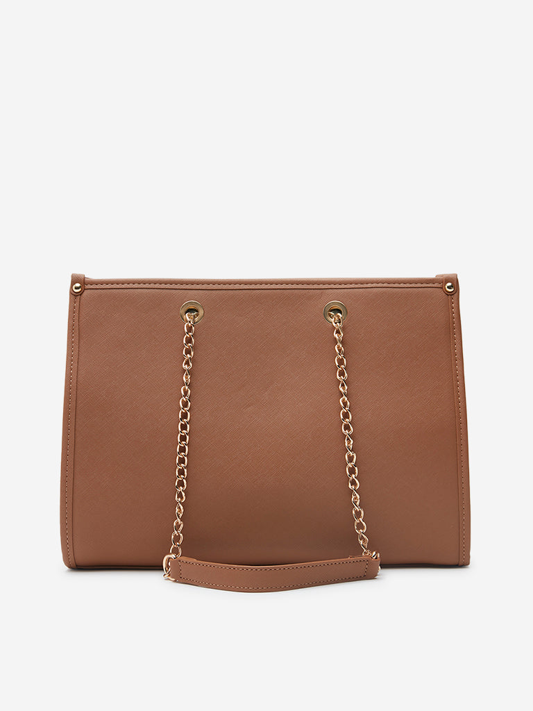 Westside Light Brown Chain Design Hand Bag