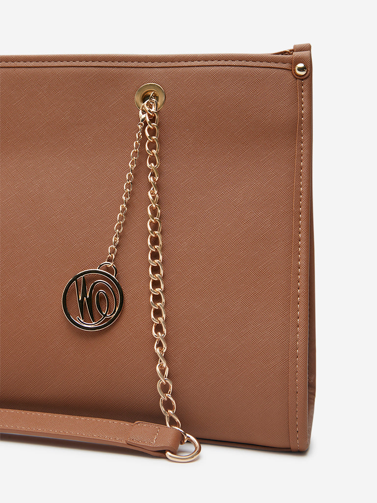 Westside Light Brown Chain Design Hand Bag