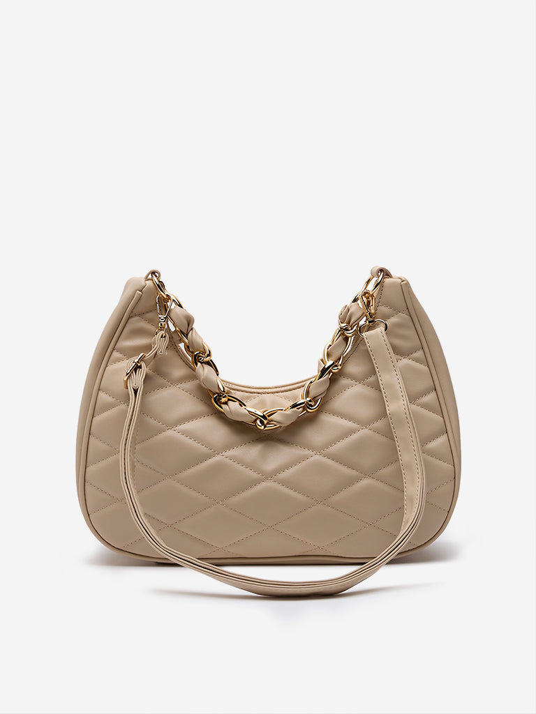 Westside Beige Quilted Baguette