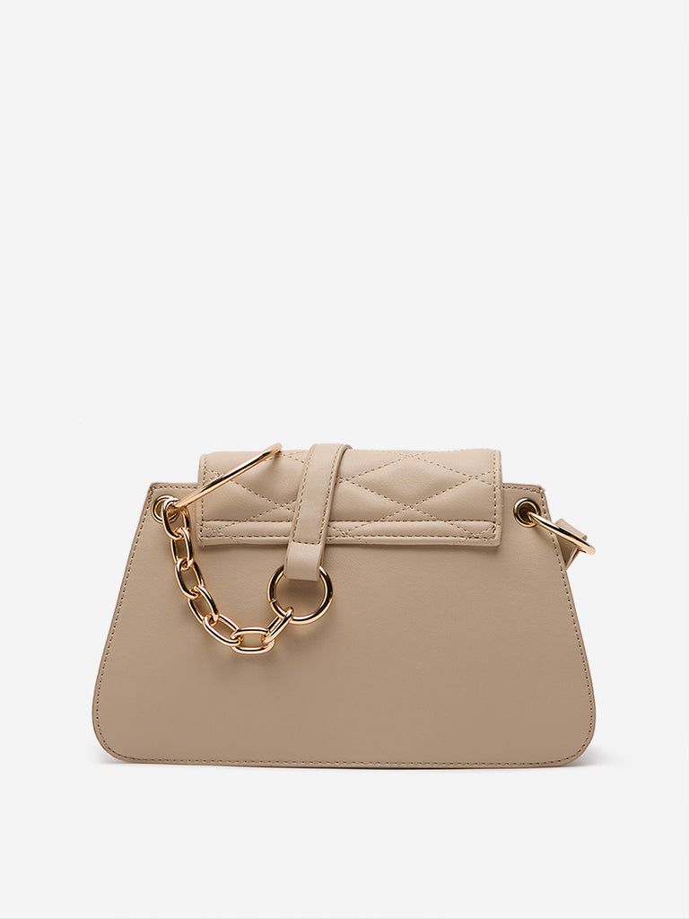 Westside Beige Quilted Shoulder Bag