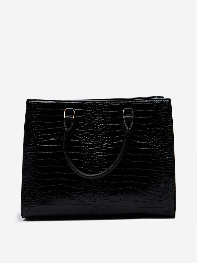 Westside Black Textured Shoulder Bag