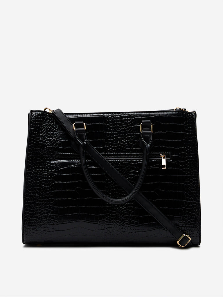 Westside Black Textured Shoulder Bag