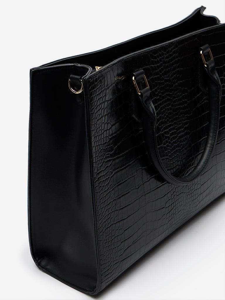 Westside Black Textured Shoulder Bag