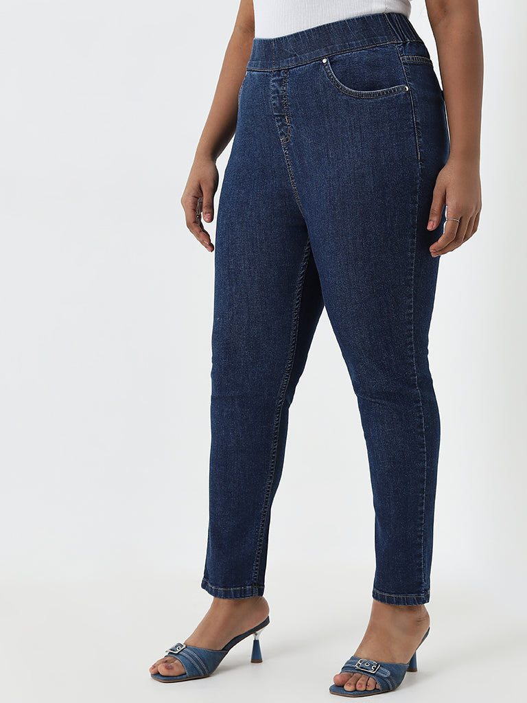 Gia Dark Blue Washed High-Rise Jeggings