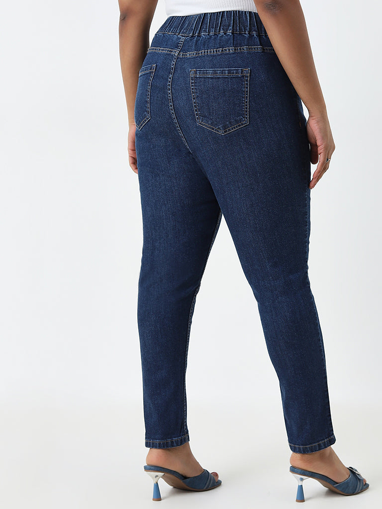 Gia Dark Blue Washed High-Rise Jeggings