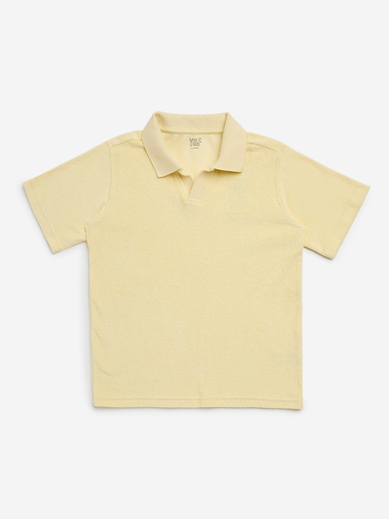 Y&F Kids Yellow Cotton Polo T-Shirt