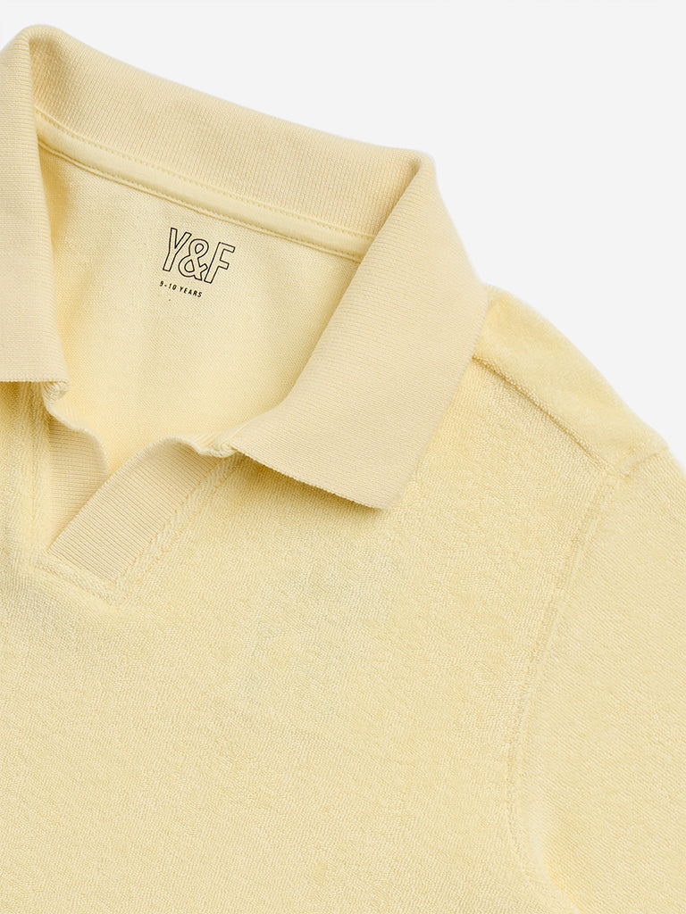 Y&F Kids Yellow Cotton Polo T-Shirt