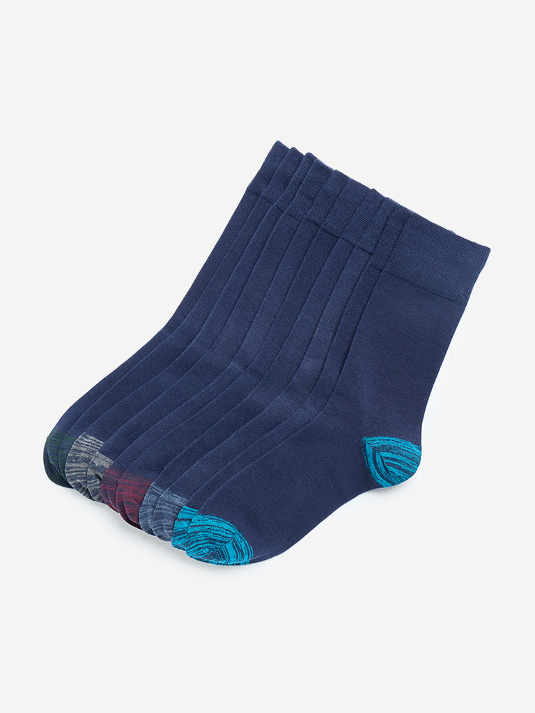 WES Lounge Navy Printed Socks - Pack of 5