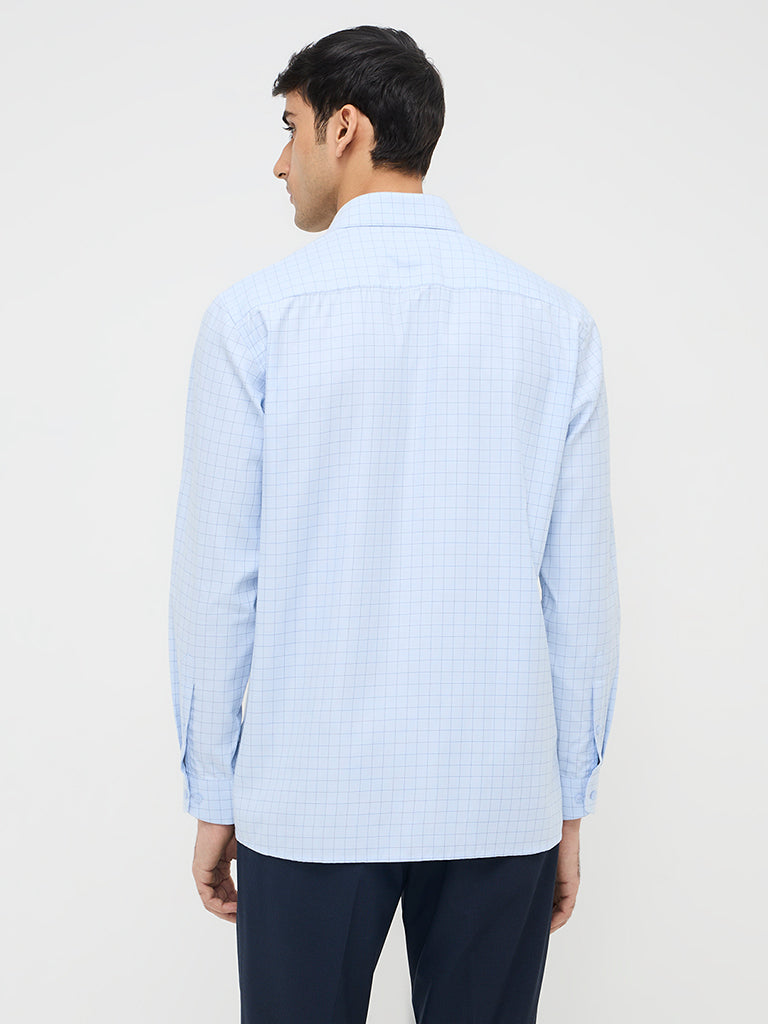 WES Formals Blue Checks Design Relaxed-Fit Shirt