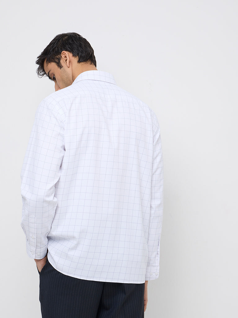 WES Formals White Checkered Relaxed-Fit Shirt