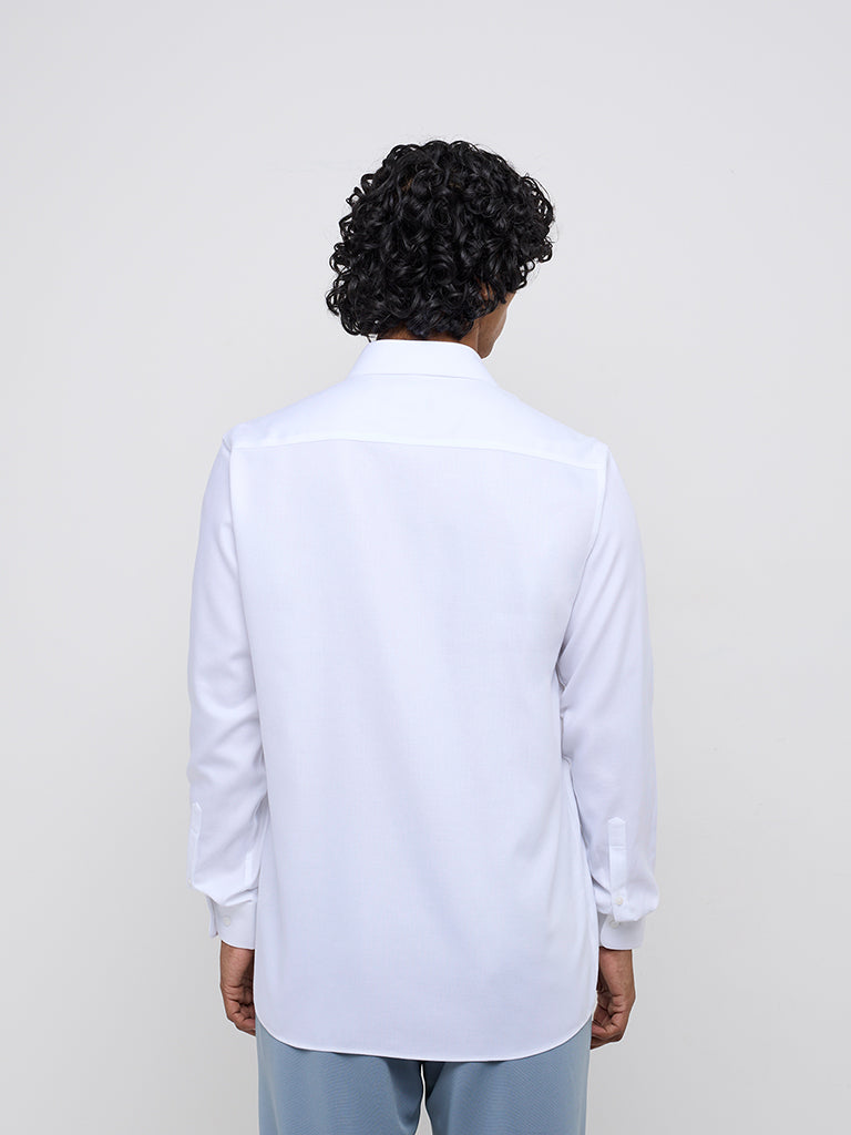 WES Formals White Slim-Fit Cotton Shirt