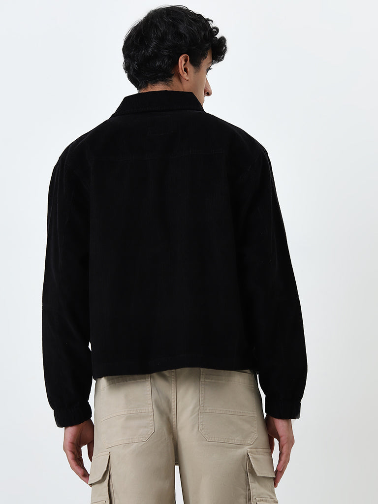 Nuon Black Relaxed-Fit Corduroy Cotton Jacket