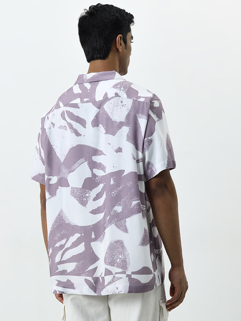 Nuon Mauve Abstract Print Relaxed-Fit Shirt