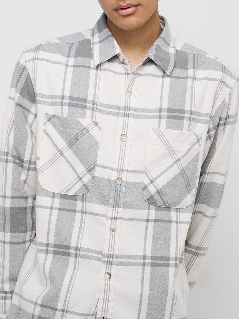 Nuon Sage Checkered Relaxed-Fit Cotton Shirt