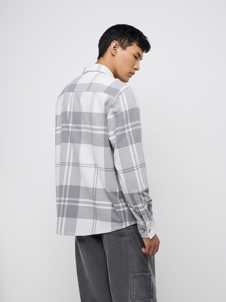 Nuon Grey Checks Design Relaxed-Fit Shirt