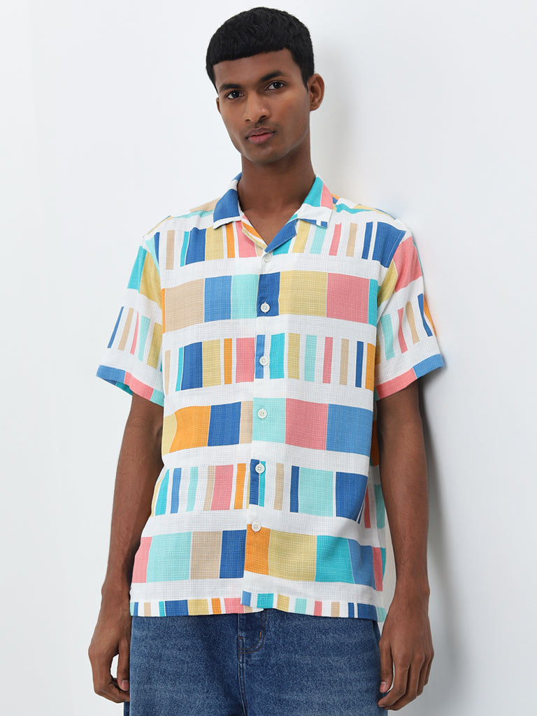 Nuon Multicolour Geometric Design Relaxed Fit Shirt