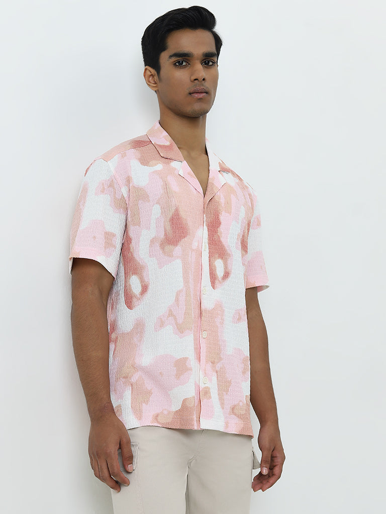 Nuon Pink Camouflage Print Relaxed-Fit Shirt