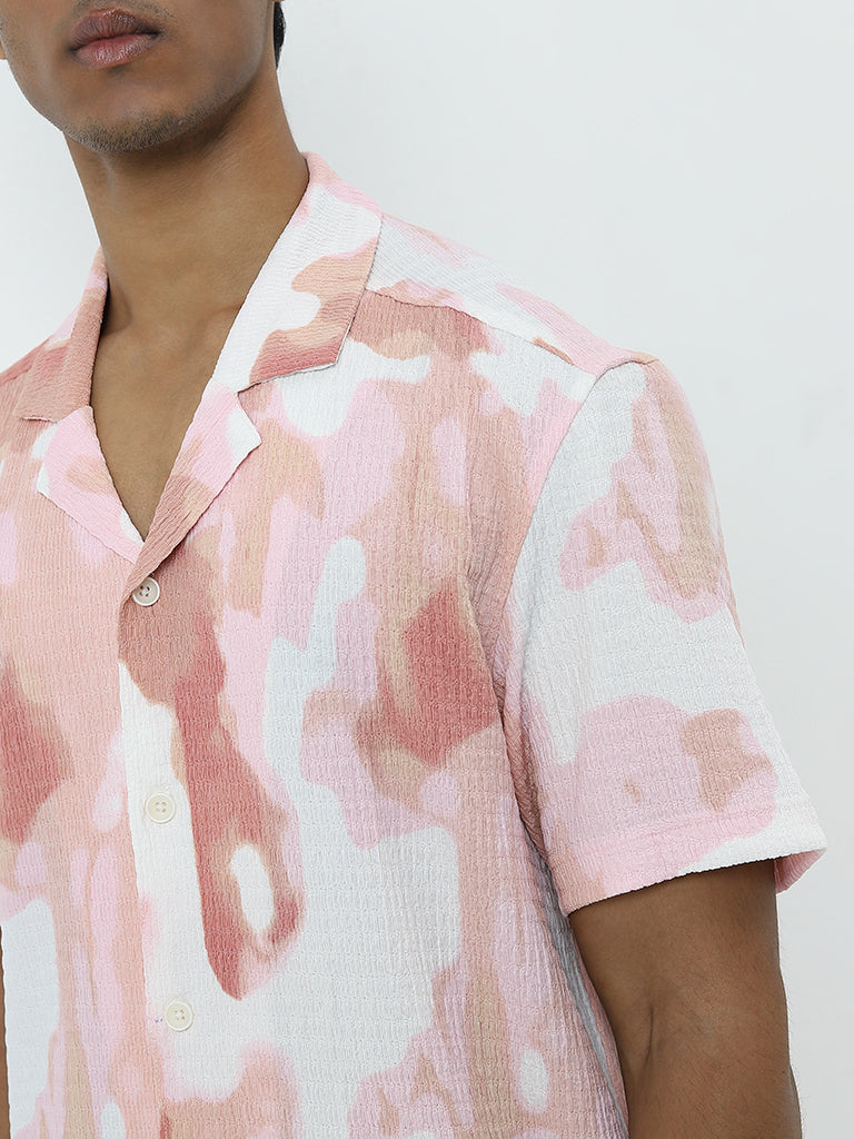 Nuon Pink Camouflage Print Relaxed-Fit Shirt