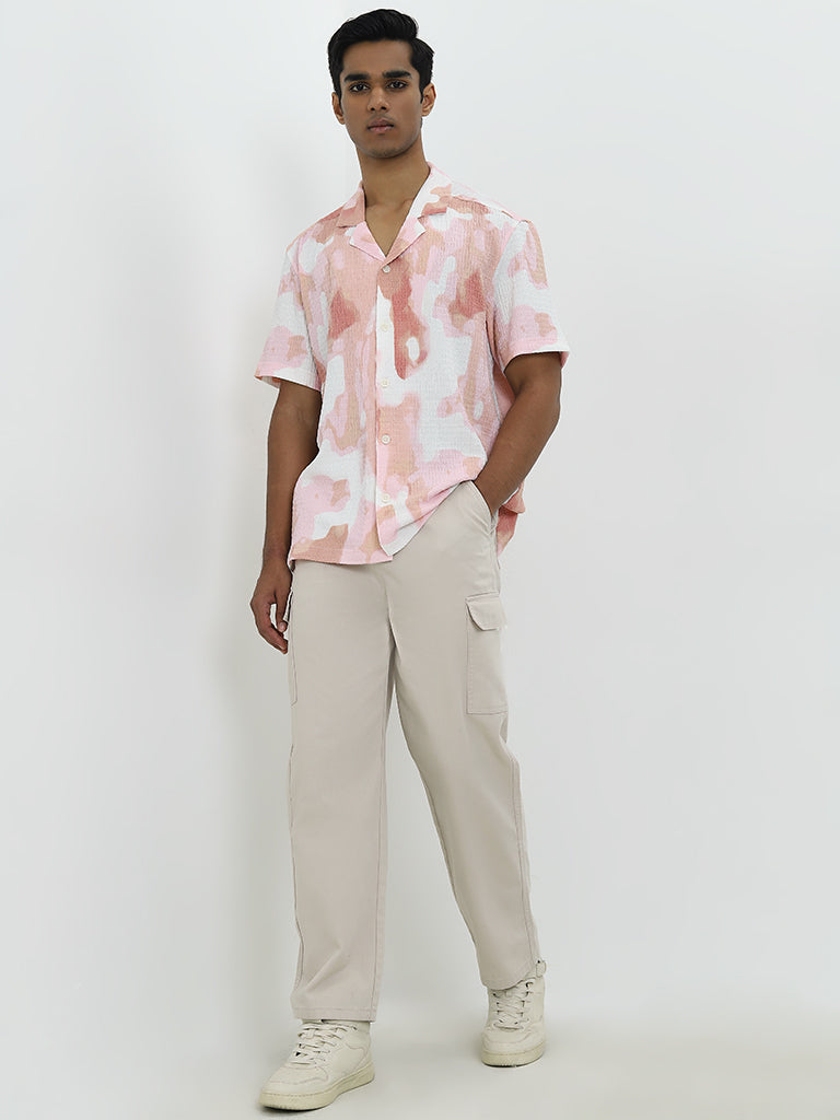 Nuon Pink Camouflage Print Relaxed-Fit Shirt