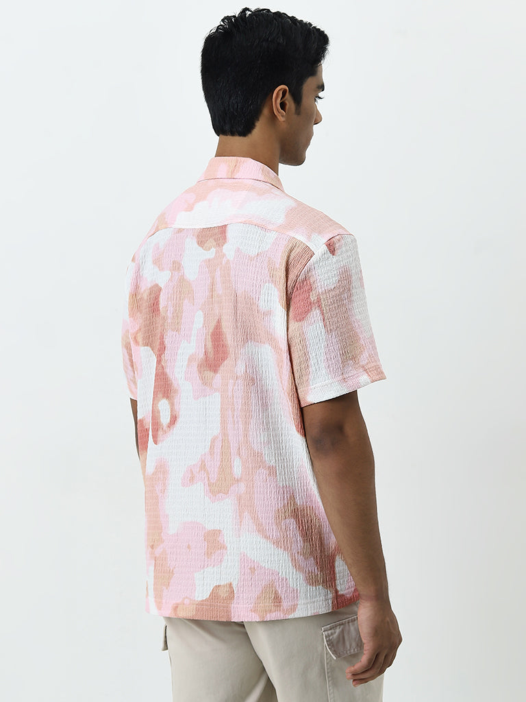 Nuon Pink Camouflage Print Relaxed-Fit Shirt