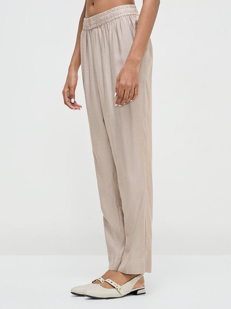 Zuba Beige High-Rise Ethnic Pants