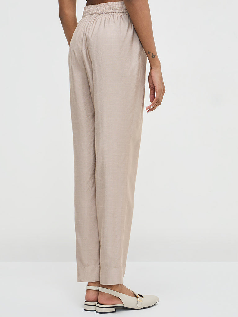 Zuba Beige High-Rise Ethnic Pants