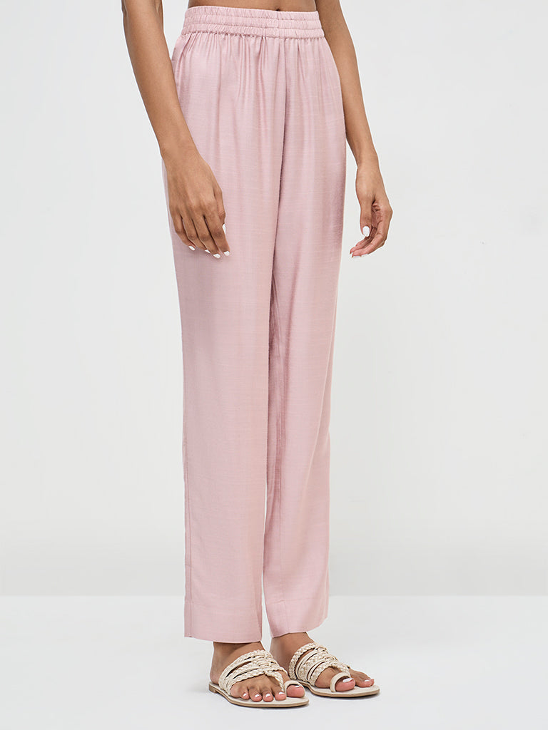 Zuba Dusty Pink High-Rise Ethnic Pants