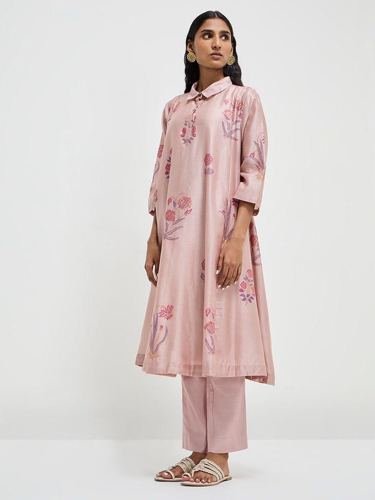 Zuba Dusty Pink High-Rise Ethnic Pants