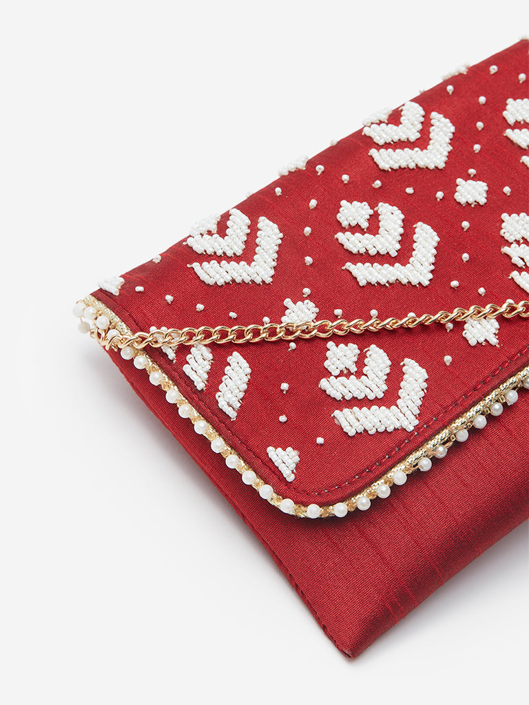 Westside Red Bead Design Clutch Bag