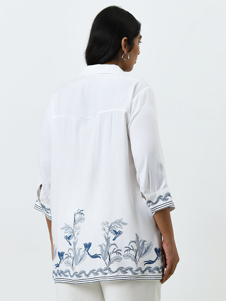 Gia White Leaf Printed Shirt