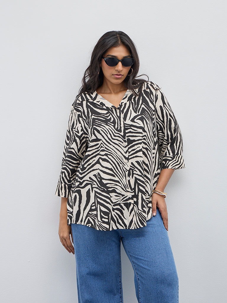 Gia Black Abstract Printed Shirt