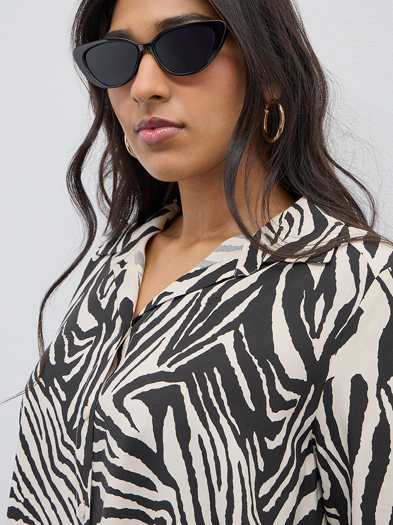 Gia Black Abstract Printed Shirt